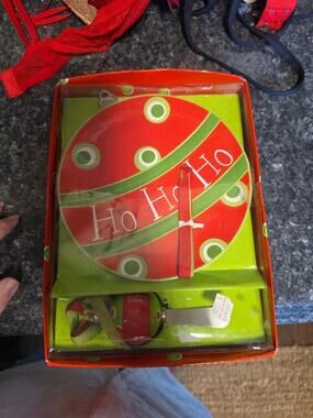 Mud Pie Cheese Plate Christmas 7" Plate HO HO HO And Matching Spreader Used Once